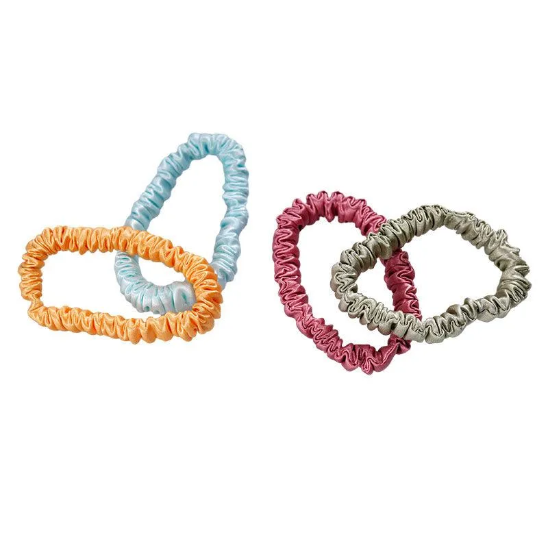 Silk skinny scrunchies - 4 Pack - Sweet Orange - dropshipping