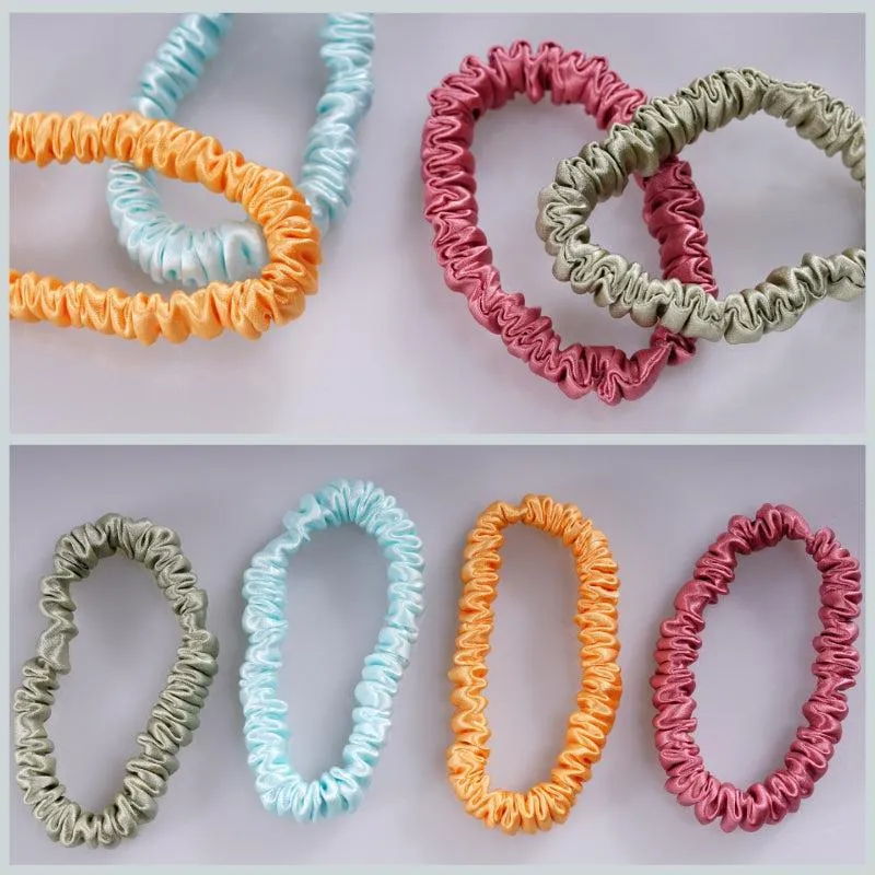 Silk skinny scrunchies - 4 Pack - Sweet Orange - dropshipping