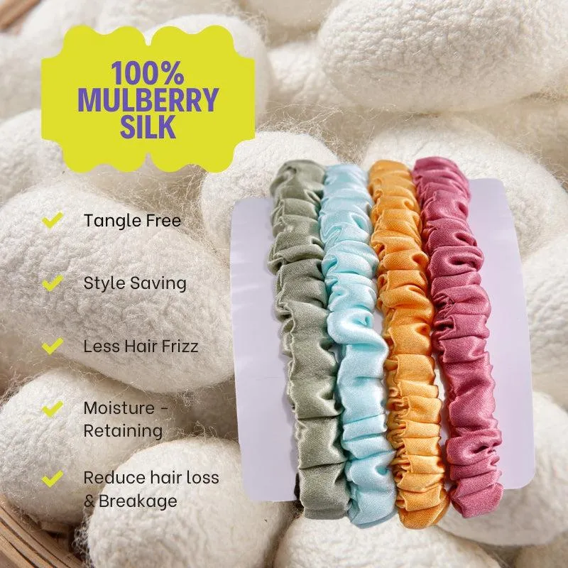 Silk skinny scrunchies - 4 Pack - Sweet Orange - dropshipping
