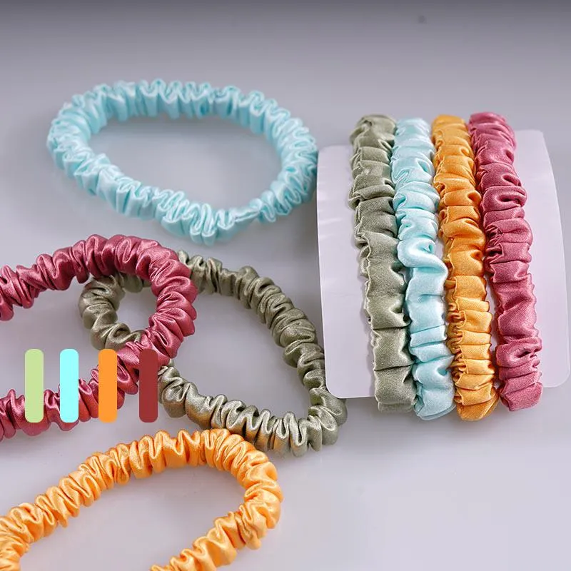 Silk skinny scrunchies - 4 Pack - Sweet Orange - dropshipping