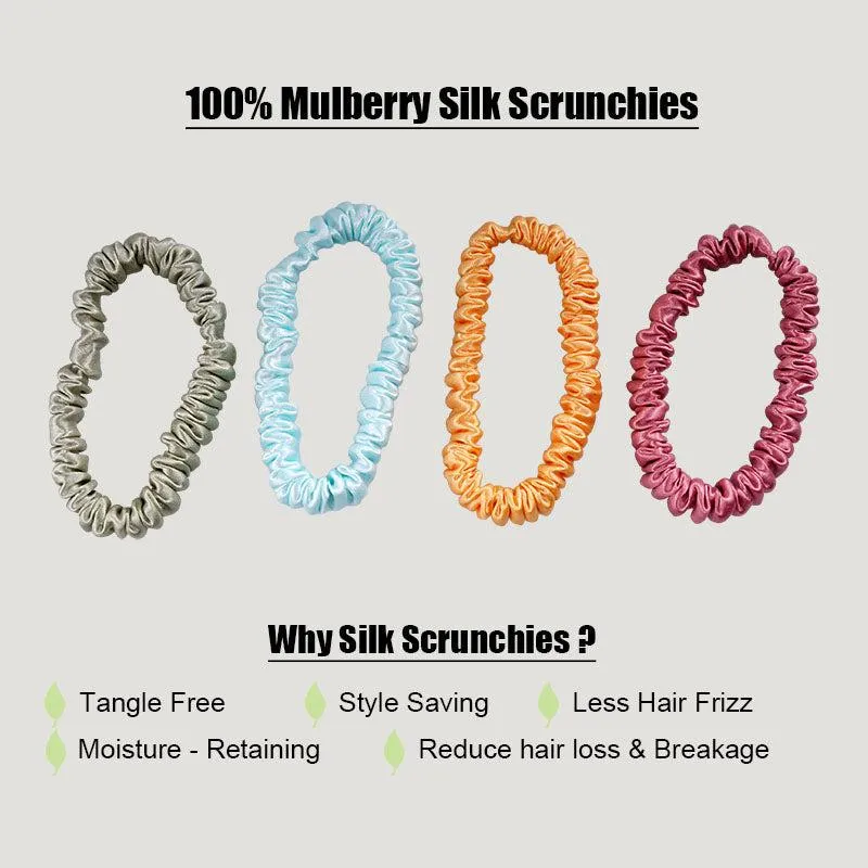 Silk skinny scrunchies - 4 Pack - Sweet Orange - dropshipping