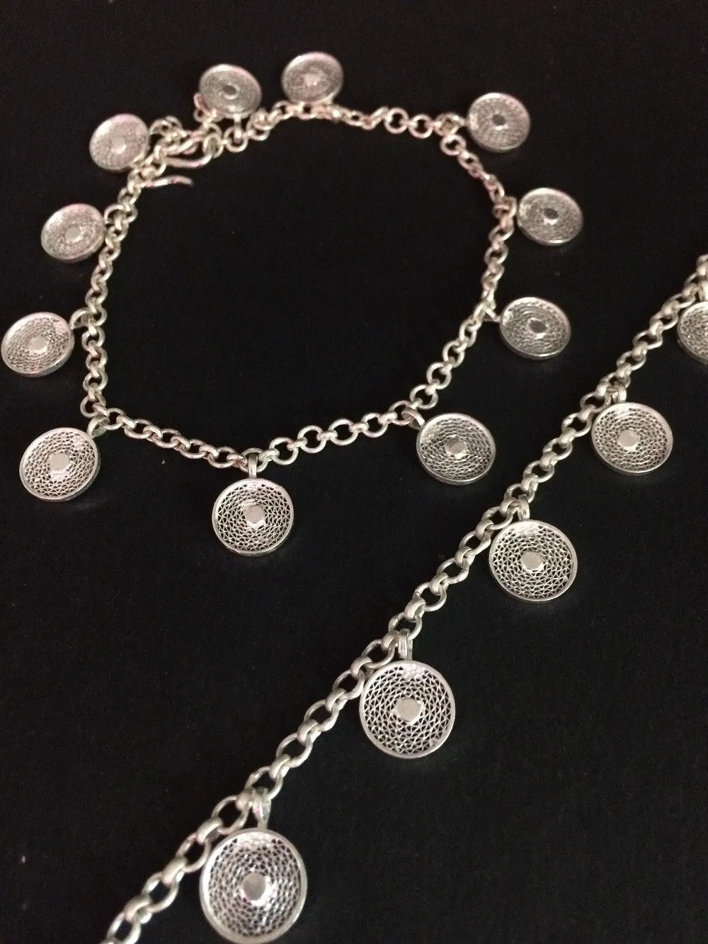Silver Anklets Circles