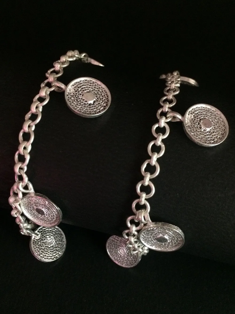Silver Anklets Circles