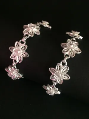 Silver Anklets Floral
