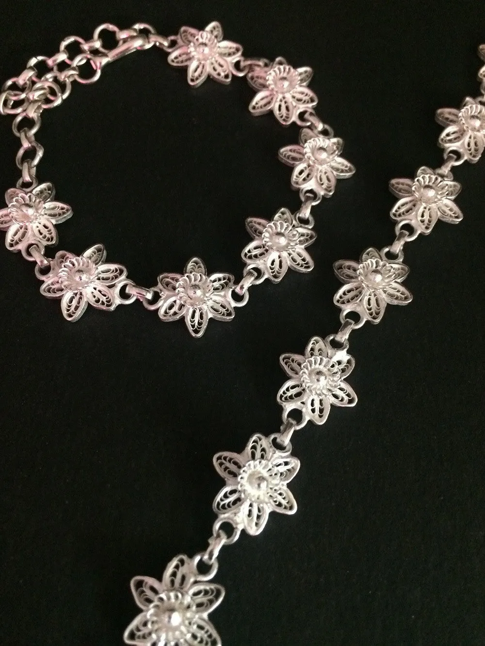 Silver Anklets Floral