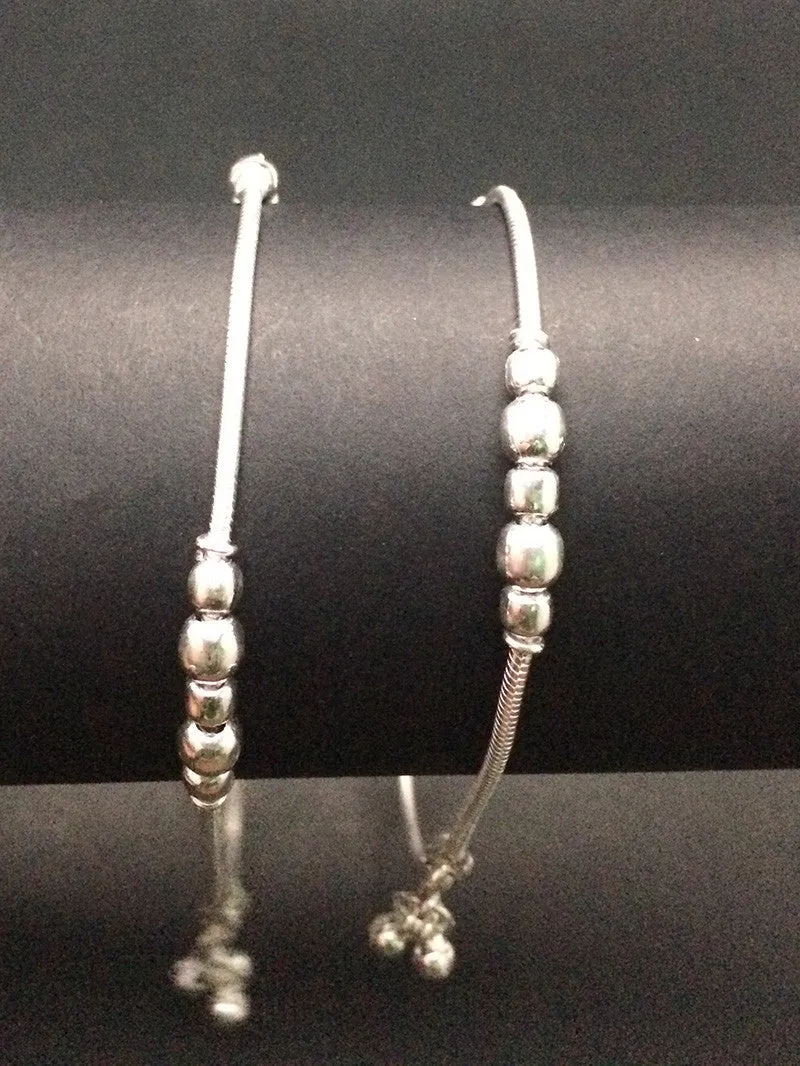 Silver Beads Anklets