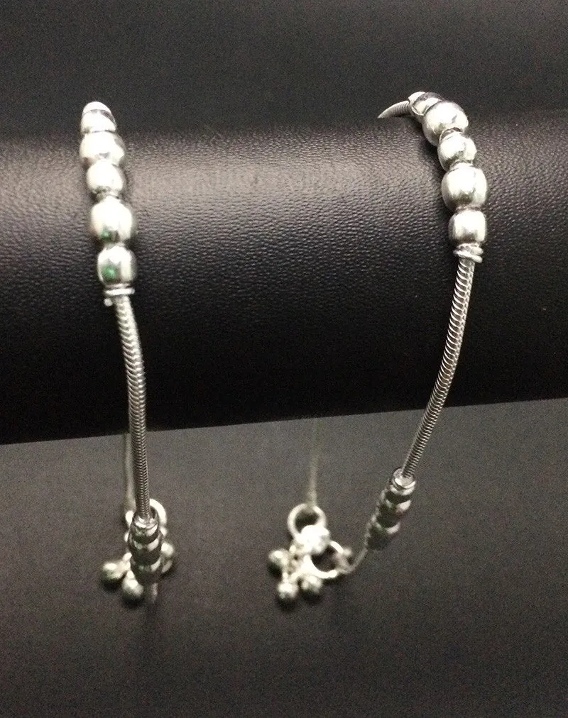 Silver Beads Anklets