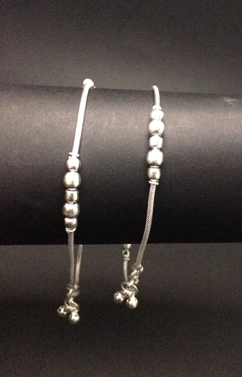 Silver Beads Anklets