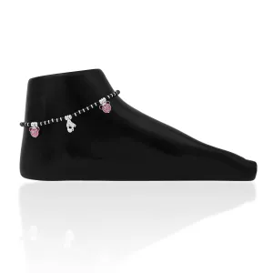 Silver Cute Pink Bear Charms Anklets for Girls