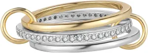 Silver Gold Stackable Rings for Women Non Tarnish, Two Tone Rings for Women Dainty Bands, 18k Gold Plated 3 Rings Set with CZ Cubic Zirconia Band for Casual to Formal Occasions