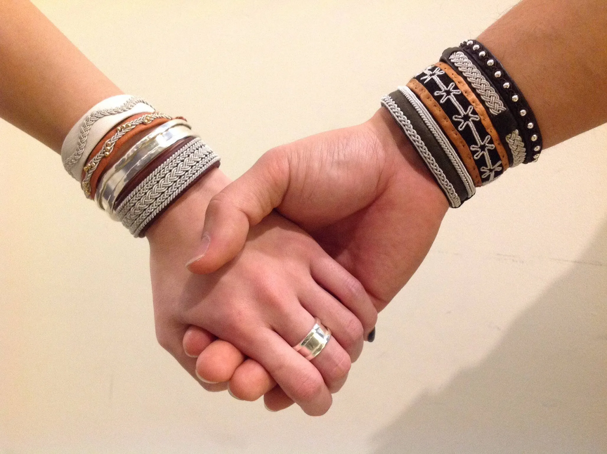 Silver Leather & Pewter Bracelet