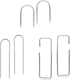 Silvershake 3 Pair White Gold Plated or Yellow Gold Plated 925 Sterling Silver Short U Long U and Rectangle Hoop Skinny Wire Minimalist Earrings Jewelry for Women