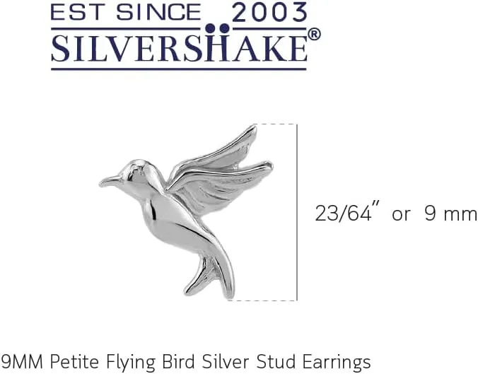 Silvershake 9MM Petite White Gold Plated or Yellow Gold Plated 925 Sterling Silver Minimalist Flying Bird Casual Stud Earrings Jewelry for Women or Teens