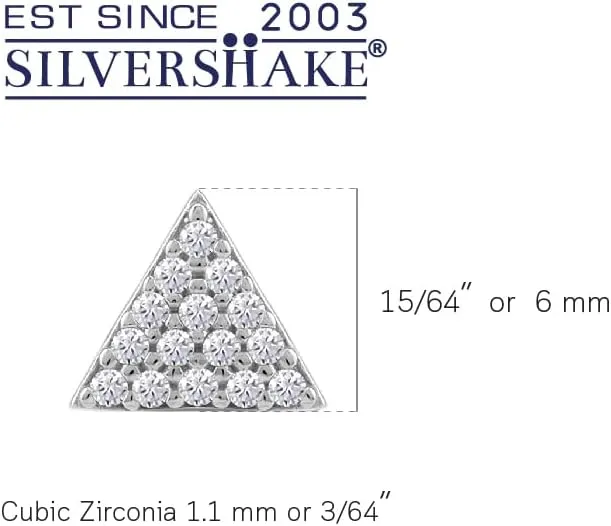 Silvershake Petite Round Shape Gemstone White Gold Plated or Yellow Gold Plated 925 Sterling Silver Minimalist Triangle Design Geometric Trendy Chic Stud Earrings Jewelry for Women