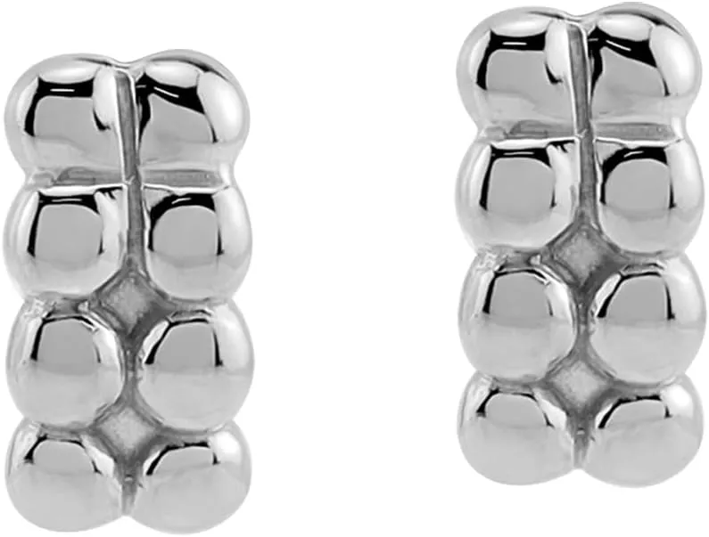 Silvershake Petite White Gold Plated or Yellow Gold Plated 925 Sterling Silver Minimalist Beads Ball Casual Stud Earrings Jewelry for Women or Teens