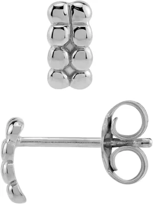 Silvershake Petite White Gold Plated or Yellow Gold Plated 925 Sterling Silver Minimalist Beads Ball Casual Stud Earrings Jewelry for Women or Teens