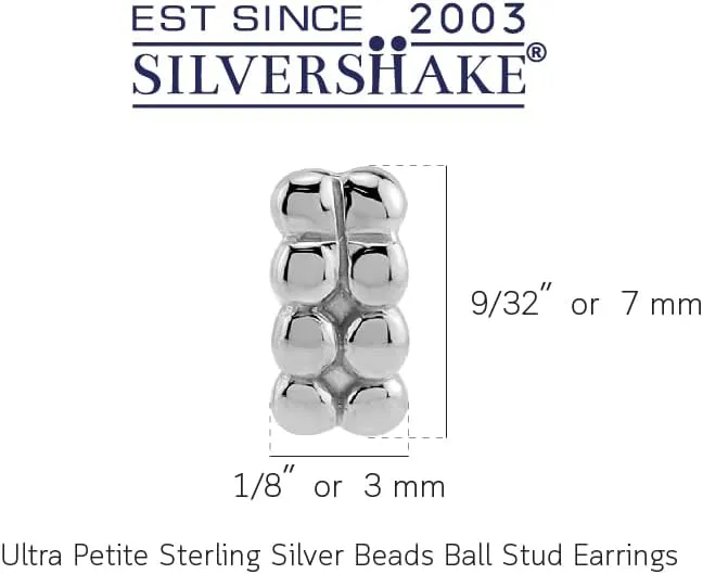 Silvershake Petite White Gold Plated or Yellow Gold Plated 925 Sterling Silver Minimalist Beads Ball Casual Stud Earrings Jewelry for Women or Teens