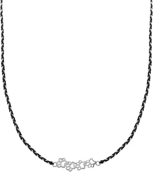 Silvershake White Gold Plated 925 Sterling Silver Minimalist Pet Cat Dog Paw Foot Handmade Black and White String Rope Braided Pendant with Adjustable Macrame Necklace