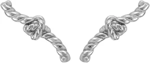 Silvershake White Gold Plated 925 Sterling Silver Minimalist Trendy Chic Love Knot Rope Horizontal Stud Earrings Jewelry for Women