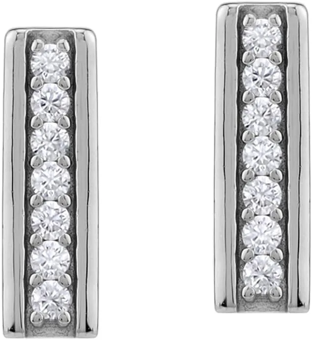 Silvershake White Gold Plated or Yellow Gold Plated 925 Sterling Silver Minimalist Trendy Bar Stud Post Gemstone Earrings Jewelry for Women