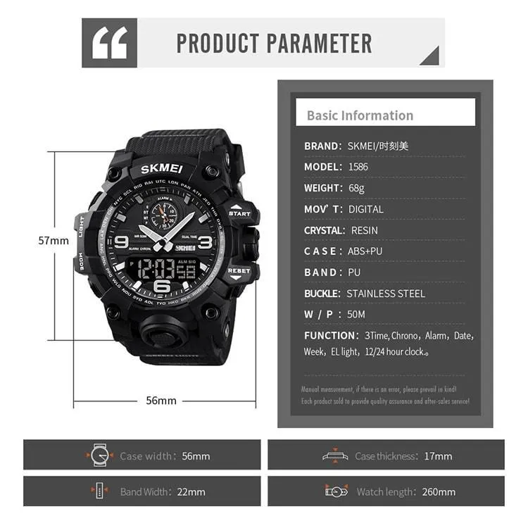 Skmei 1586 Original Analog Digital Watch For Men