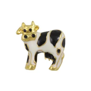 Small Black and White Enamel Dairy Cow Lapel Tac Pin - SPA516