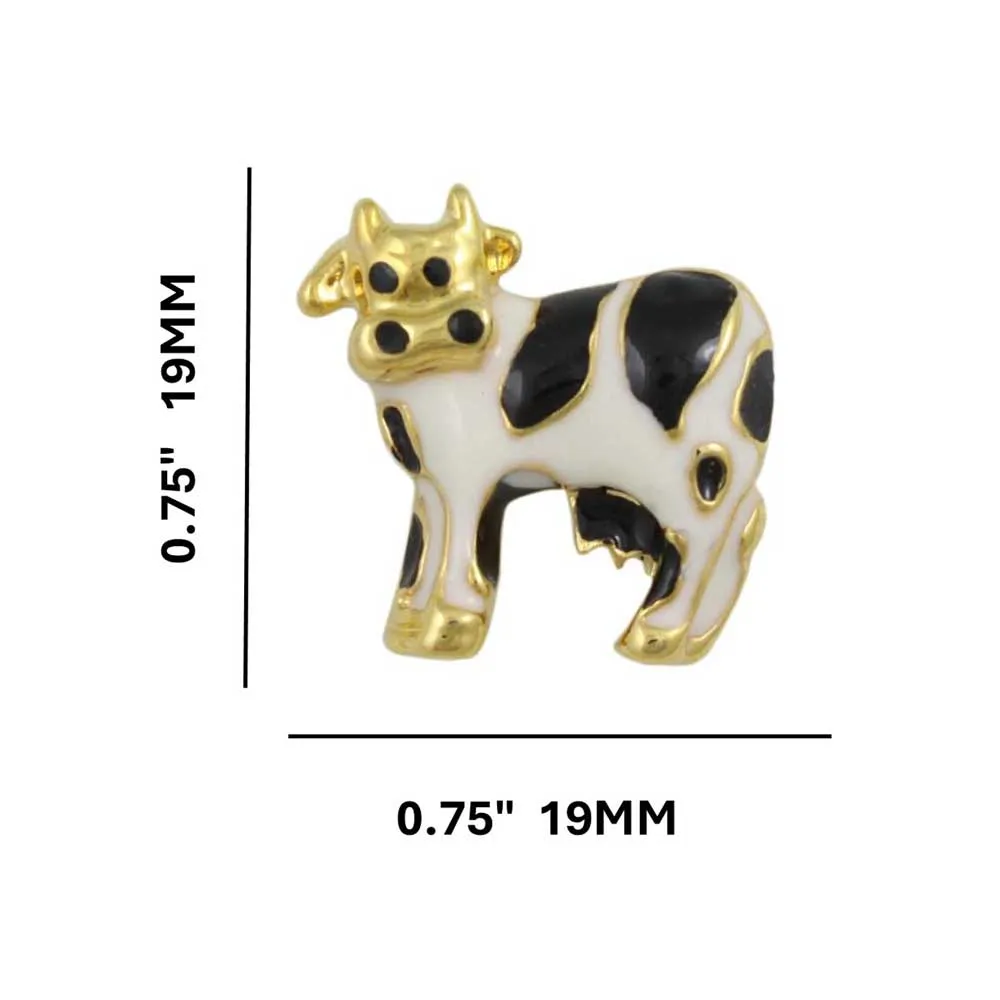 Small Black and White Enamel Dairy Cow Lapel Tac Pin - SPA516