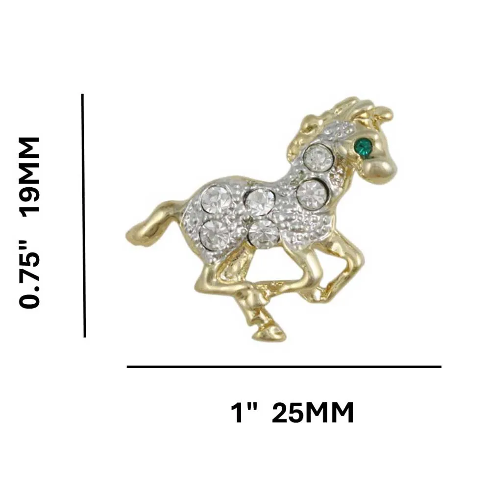 Small Crystal Running Horse Lapel Tac Pin - SPA618A