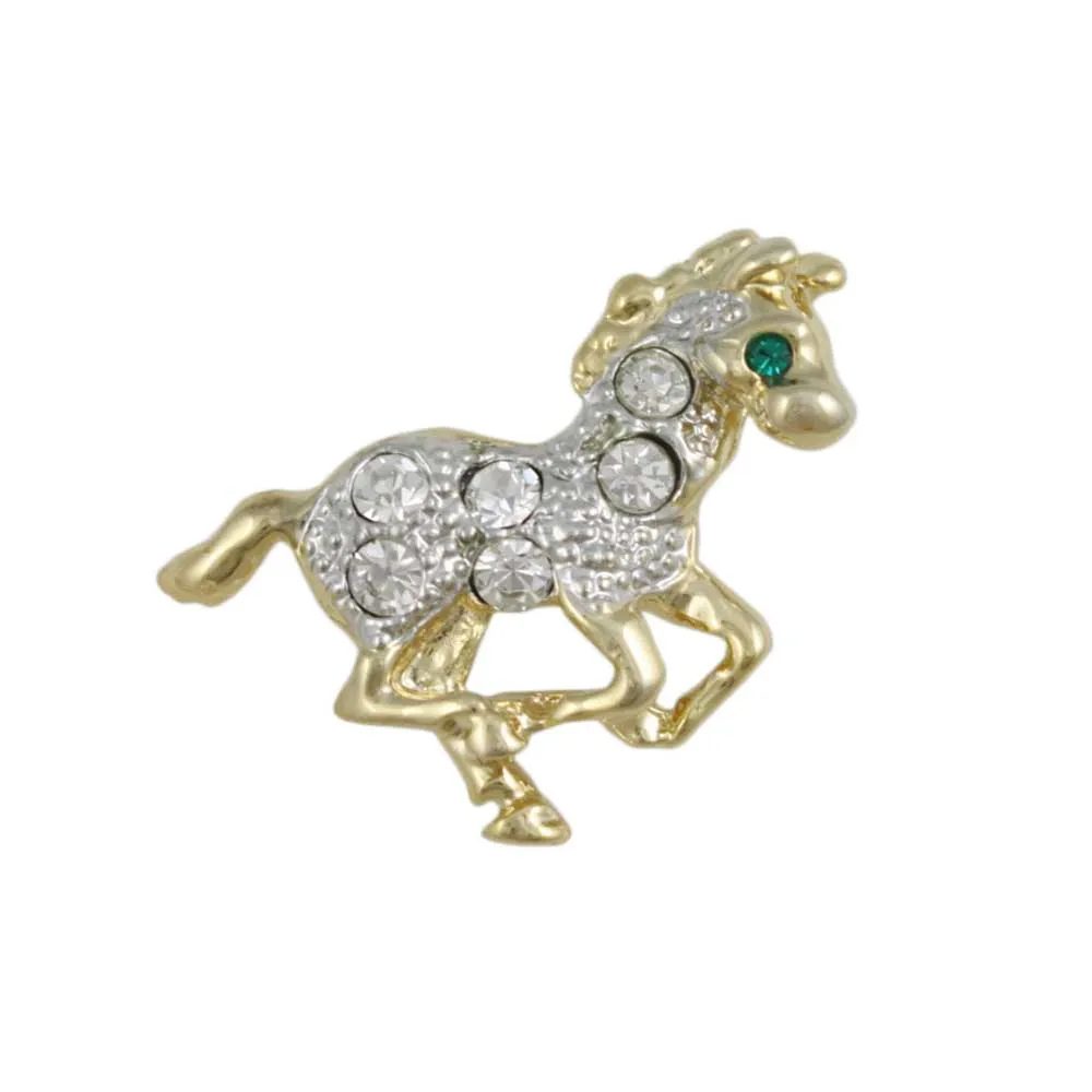 Small Crystal Running Horse Lapel Tac Pin - SPA618A