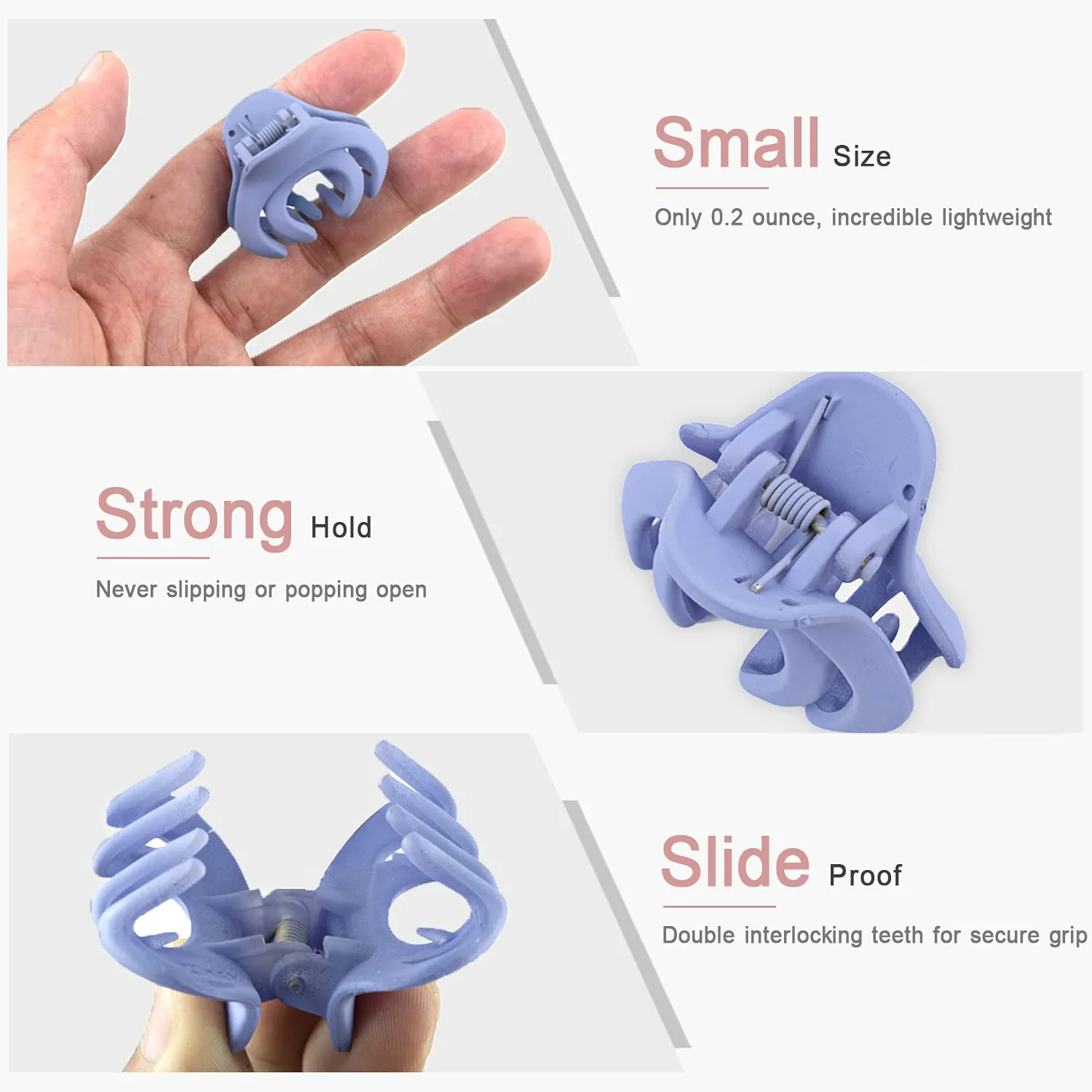 Small Hair Clips for Women Girls Kids, Tiny Hair Claw Clips for Thin/Medium Thick Hair, 1.5 Inch Mini Jaw Clips Matte Octopus Clip Nonslip Spider with Gift Box (Pack of 10 Colors)