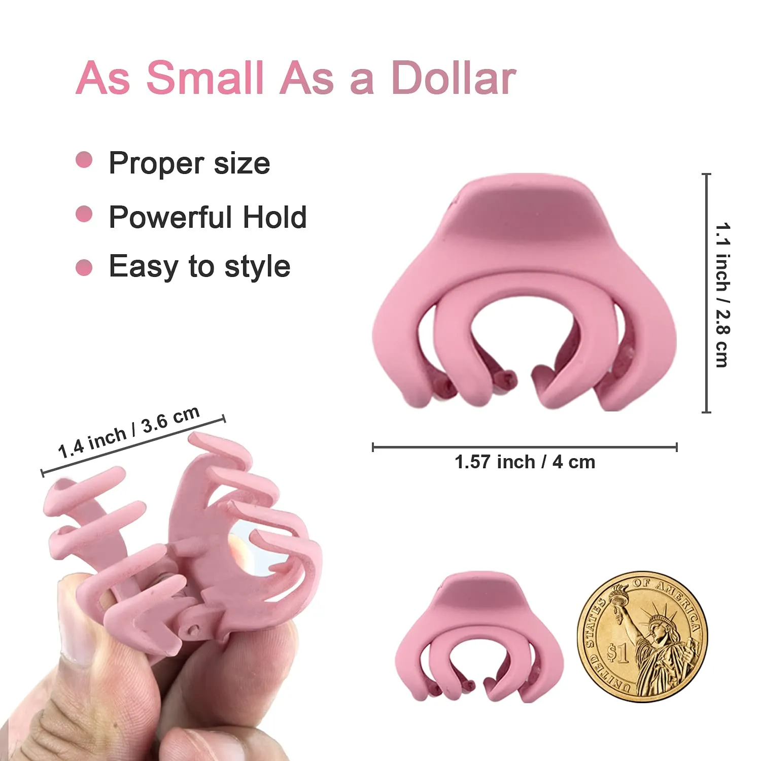 Small Hair Clips for Women Girls Kids, Tiny Hair Claw Clips for Thin/Medium Thick Hair, 1.5 Inch Mini Jaw Clips Matte Octopus Clip Nonslip Spider with Gift Box (Pack of 10 Colors)