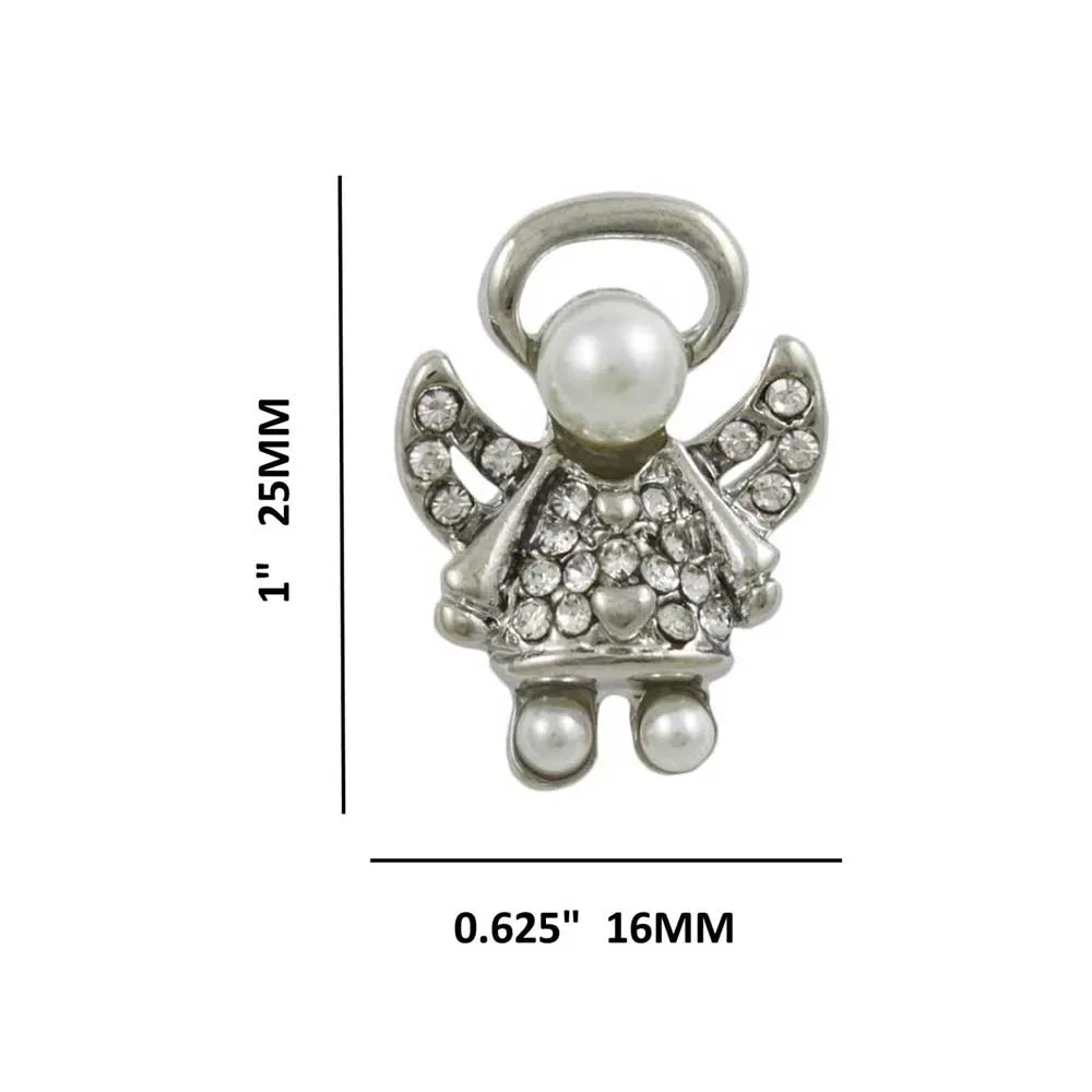 Small Silver Pearl Head Crystal Angel Lapel Tac Pin - SPF627