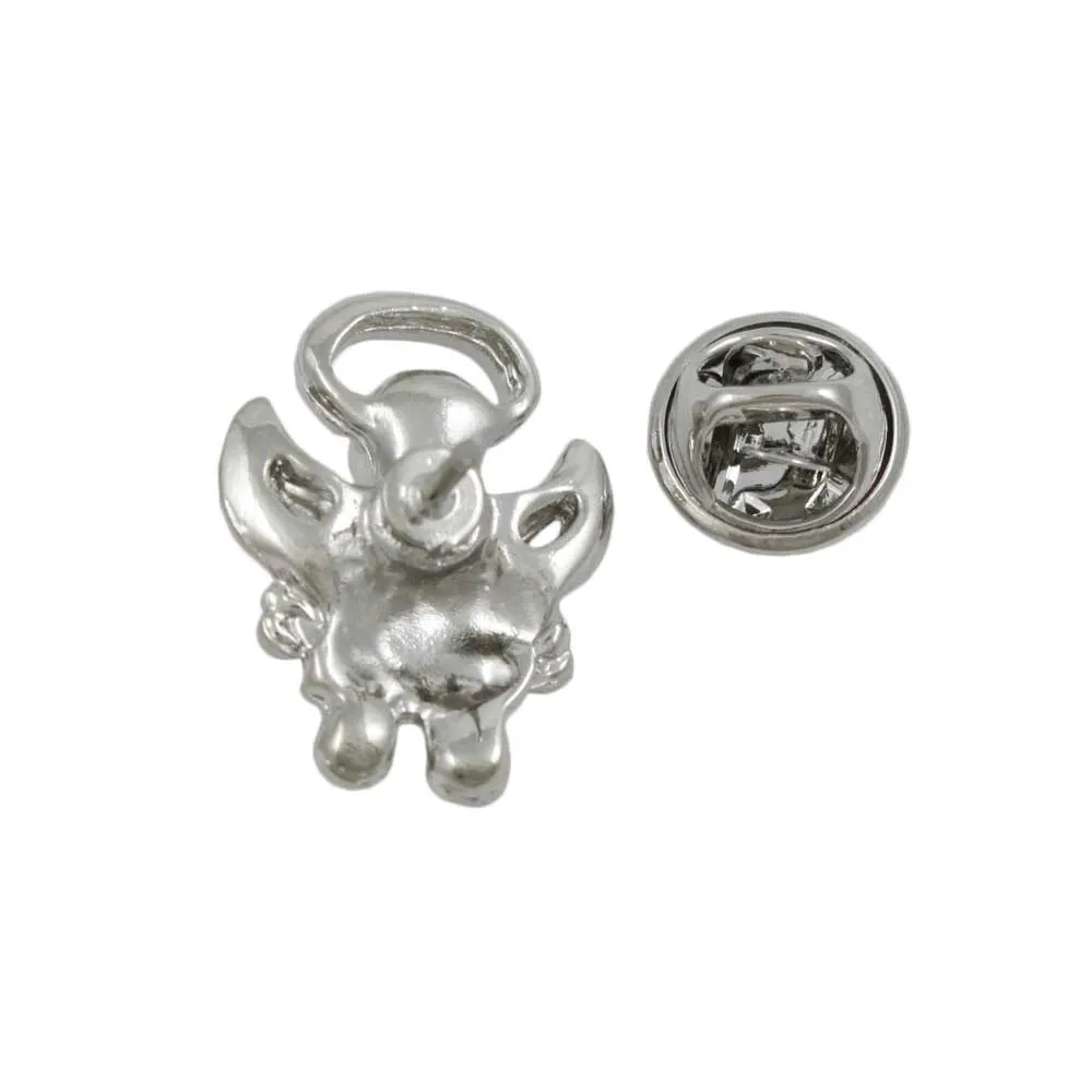 Small Silver Pearl Head Crystal Angel Lapel Tac Pin - SPF627