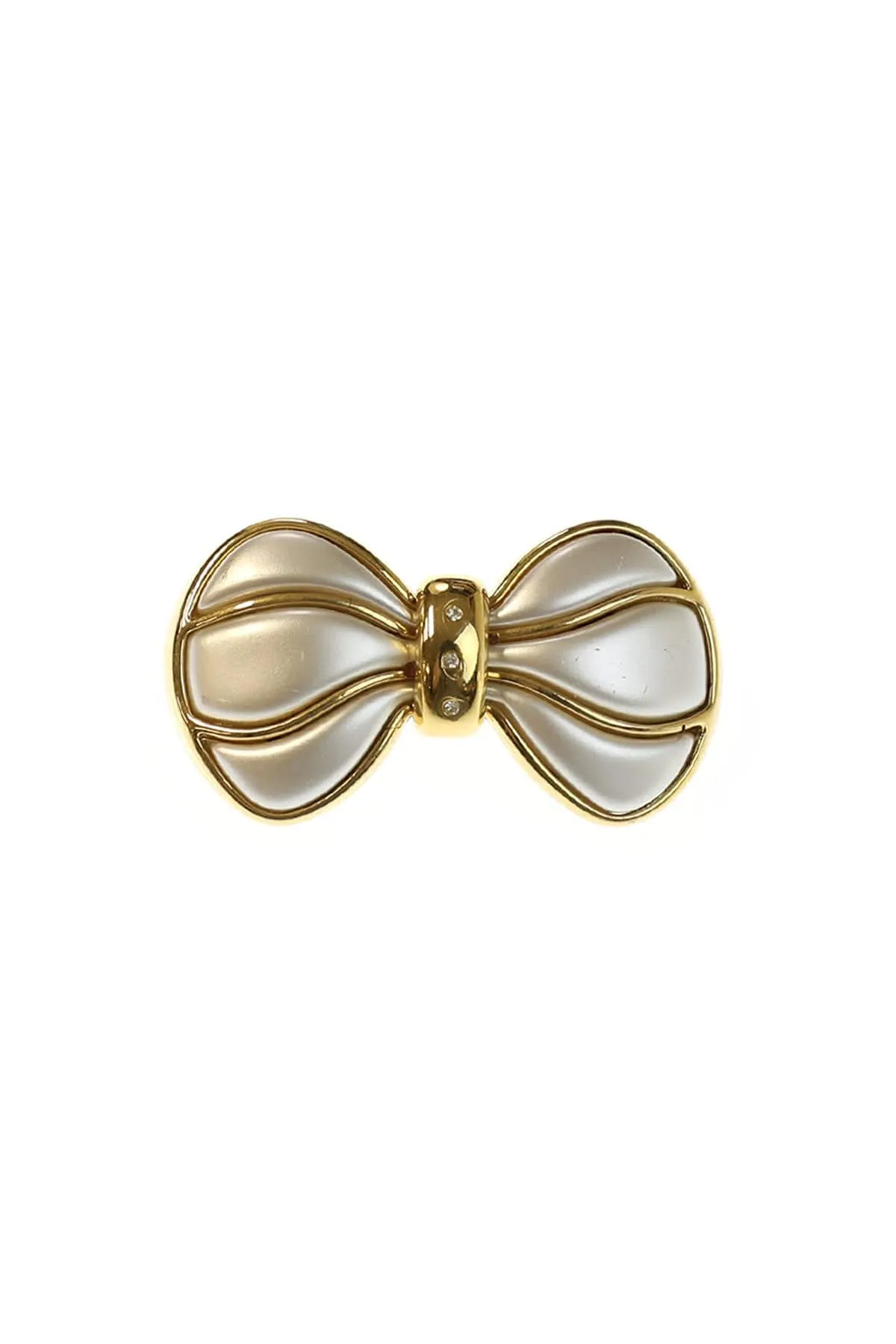 Small Vintage Italian Fancy Bow Styled Hair Barrette with Crystals