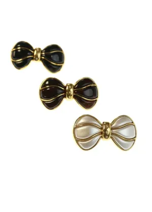 Small Vintage Italian Fancy Bow Styled Hair Barrette with Crystals