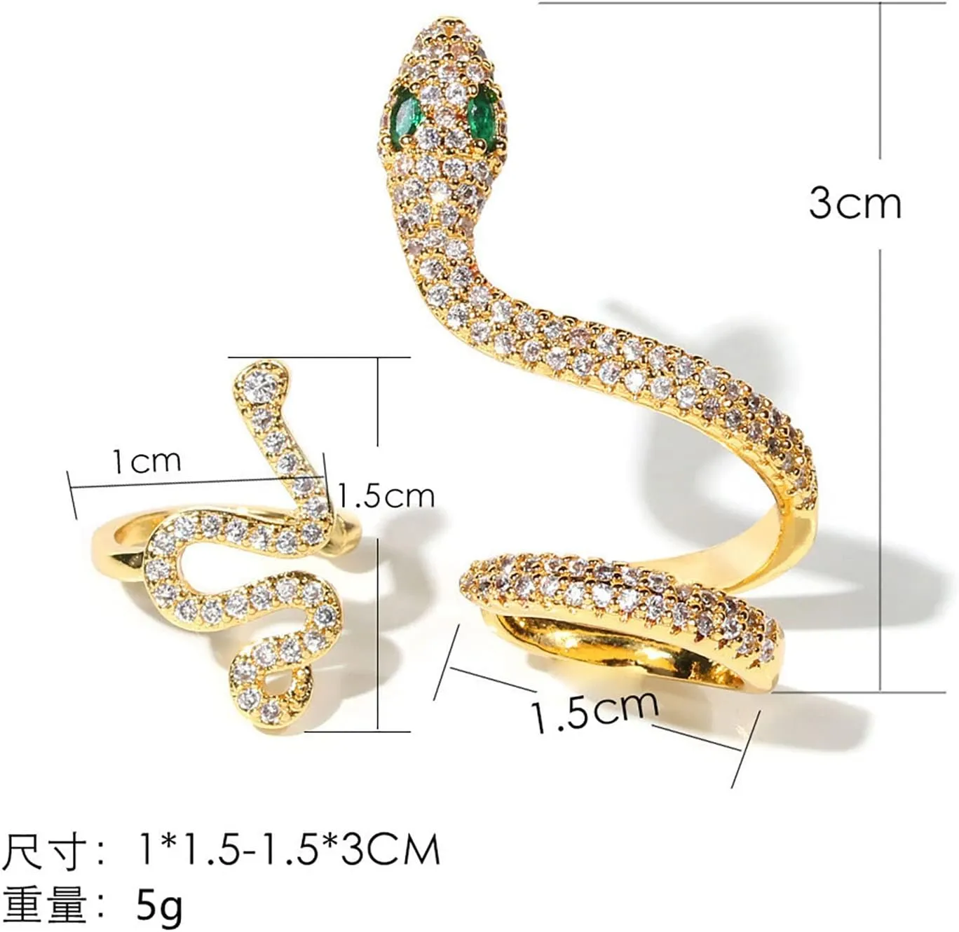 Snake Earrings for Women Gold Snake Stud Earrings Gothic Snake Ear Cuff Snake Dangle Drop Earrings Halloween Jewelry Gifts