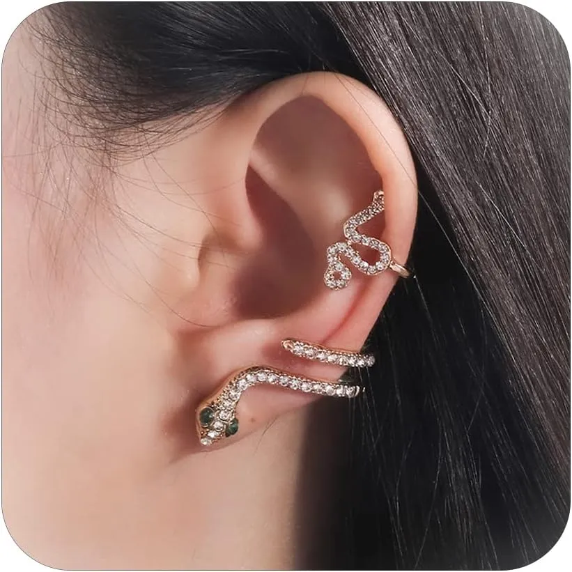 Snake Earrings for Women Gold Snake Stud Earrings Gothic Snake Ear Cuff Snake Dangle Drop Earrings Halloween Jewelry Gifts