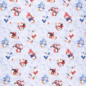 Snow What Fun - Animals Toss Light Blue Yardage