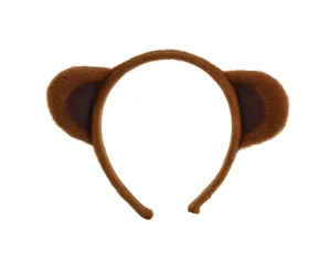 Soft Fur Animal Ears on Headband Brown Monkey Mouse Bear Book Day Fancy Dress Aliceband
