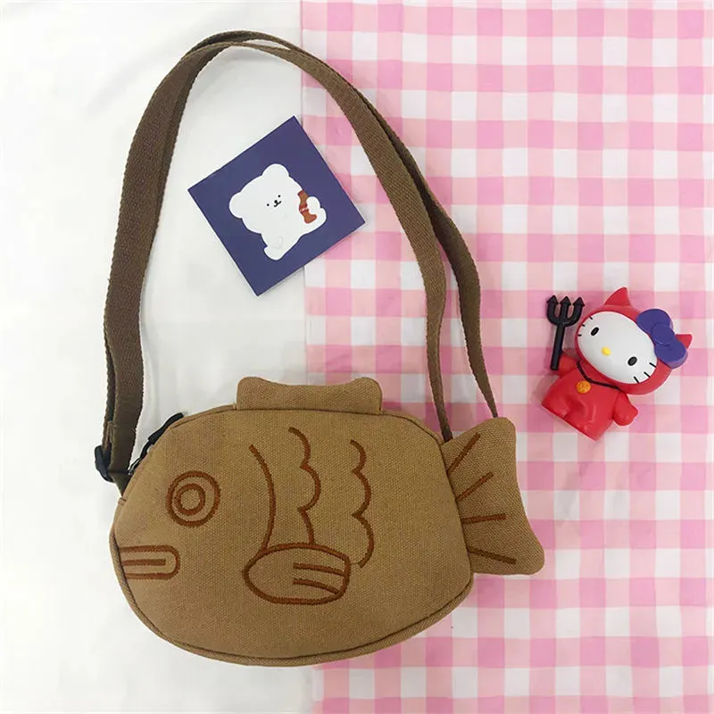 Sohiwoo Cartoon Cute Japanese Taiyaki Fashion Backpack Women's Bag Messenger Bag Shoulder Bags Coin Purse Women Crossbody Bag