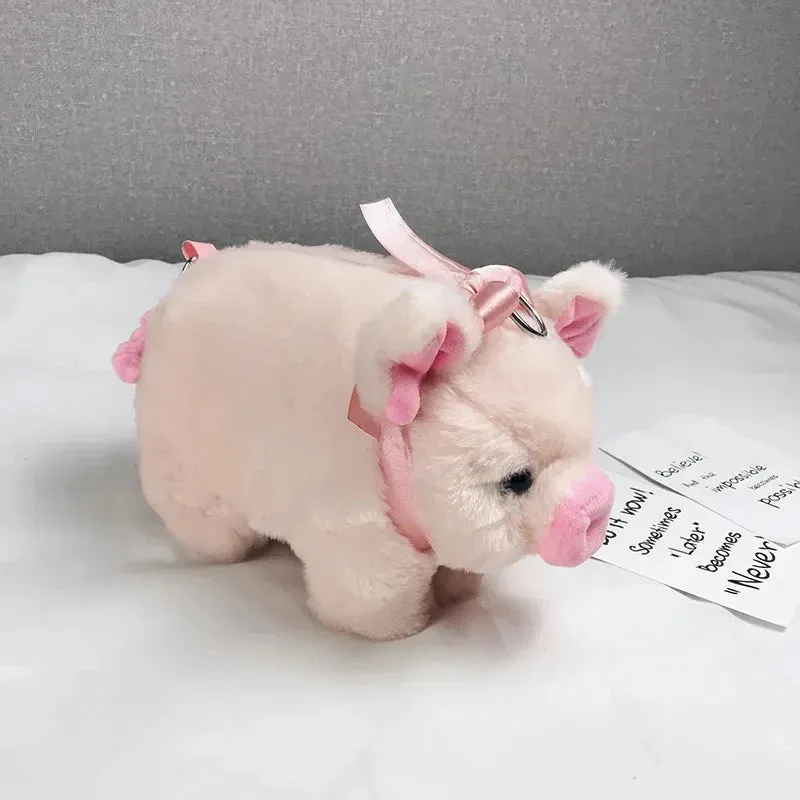 Sohiwoo Pink Piglet Plush Bag Korean Version Large Capacity Lady Shoulder Bag Cartoon Ins Cute Doll Messenger Bag Handbags Crossbody