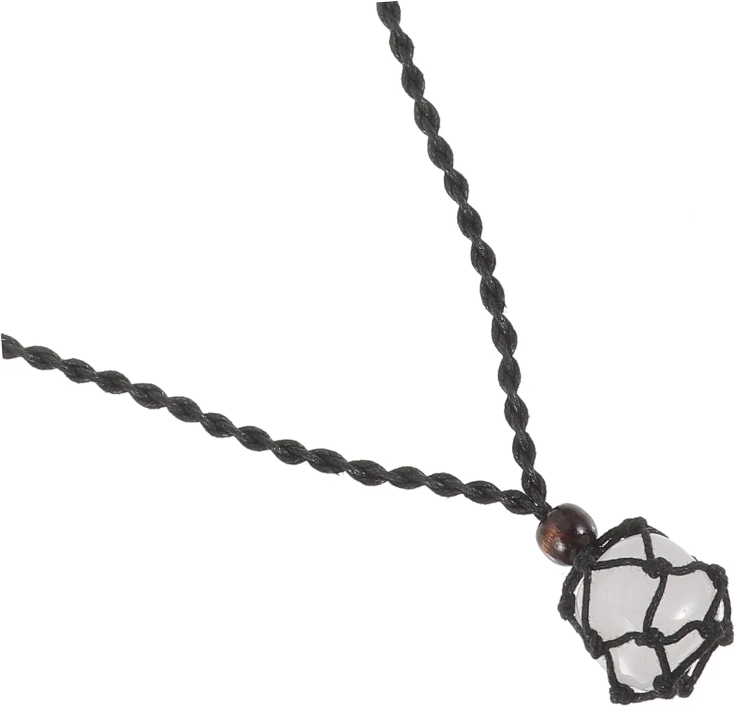 Sparkling Birthstone Necklace Long Natural Stone Pendant Adjustable Rope Necklace for Women Men