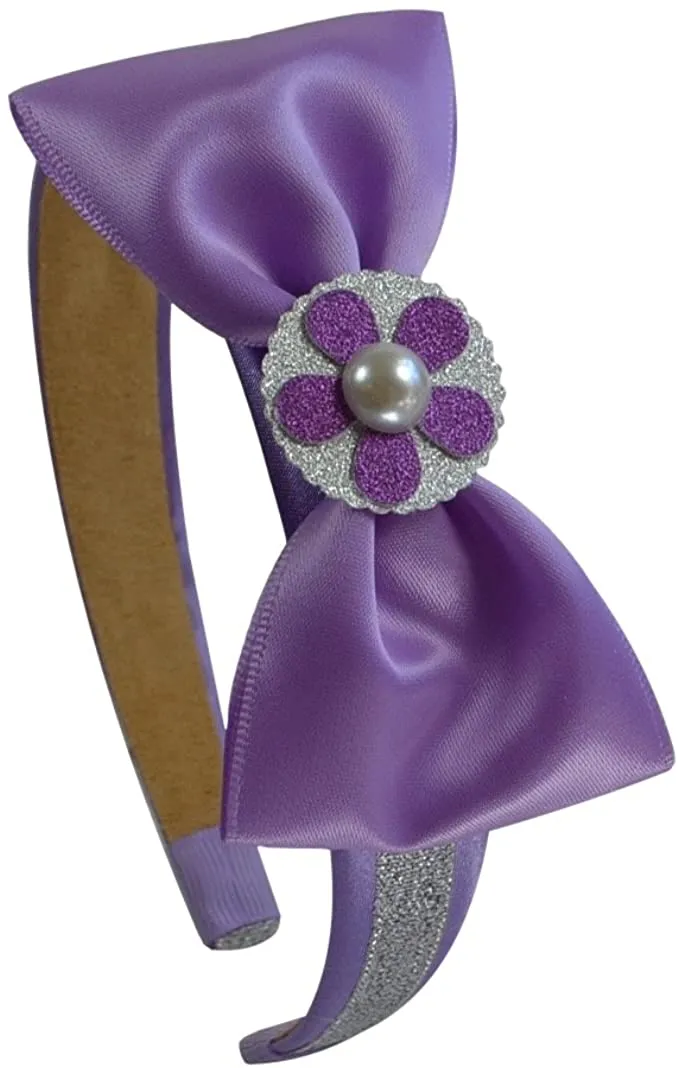 Sparkling Glitter Satin Bow Lavender Sophia Princess Inspired Headband
