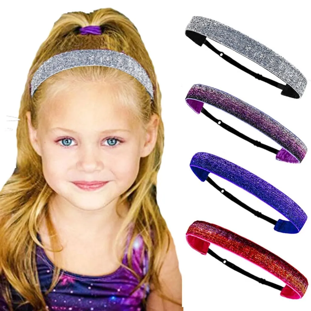 Sparkly Glitter Headbands Non-Slip Running Headbands Elastic Girls Sports Velvet-Fabric Stretchy Shiny Headbands Gifts
