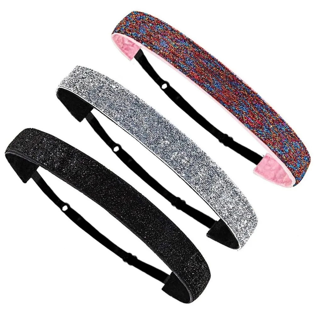 Sparkly Glitter Headbands Non-Slip Running Headbands Elastic Girls Sports Velvet-Fabric Stretchy Shiny Headbands Gifts