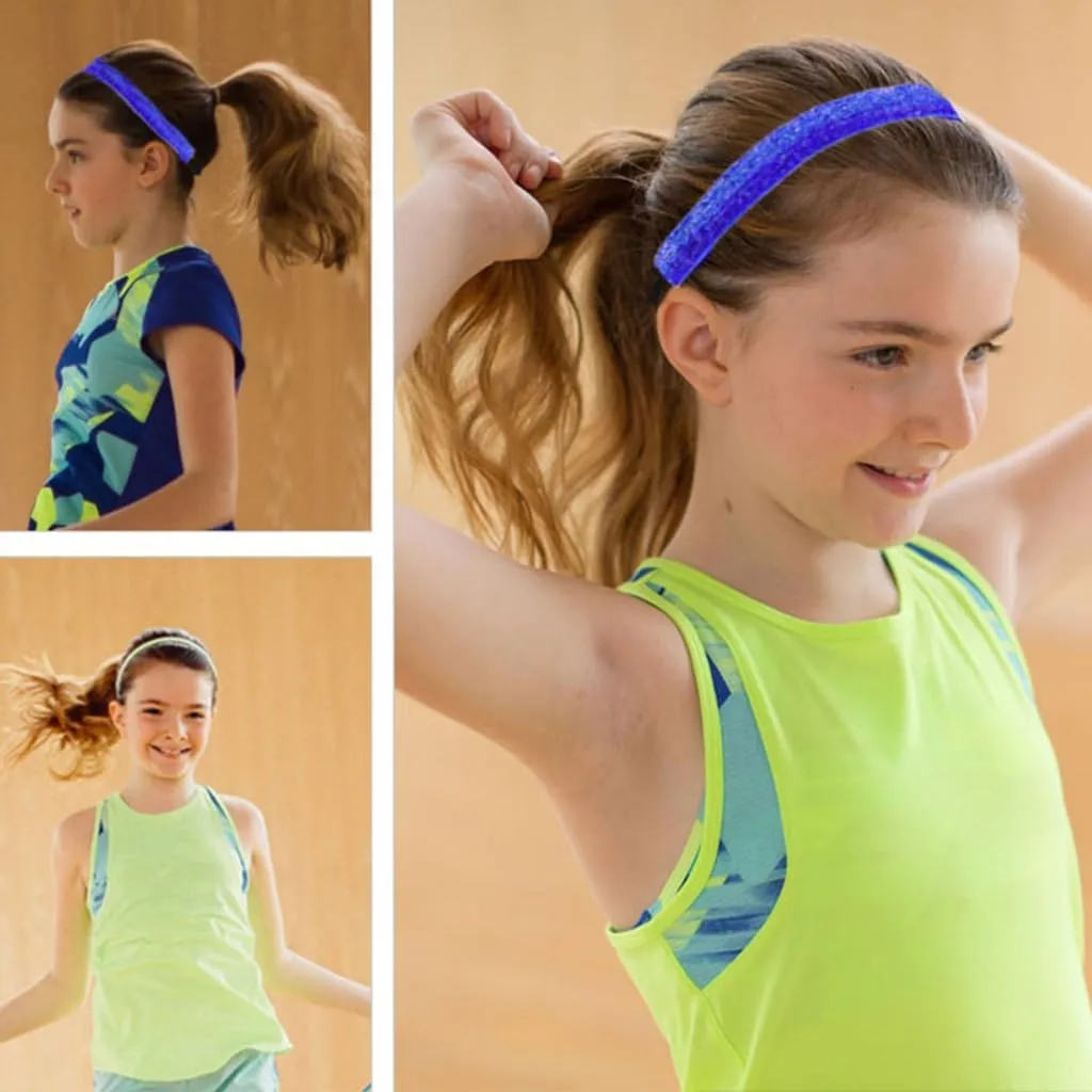 Sparkly Glitter Headbands Non-Slip Running Headbands Elastic Girls Sports Velvet-Fabric Stretchy Shiny Headbands Gifts