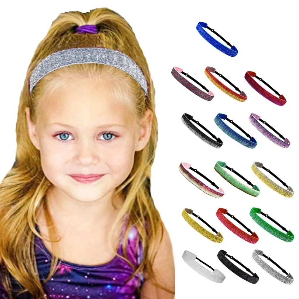 Sparkly Glitter Headbands Non-Slip Running Headbands Elastic Girls Sports Velvet-Fabric Stretchy Shiny Headbands Gifts