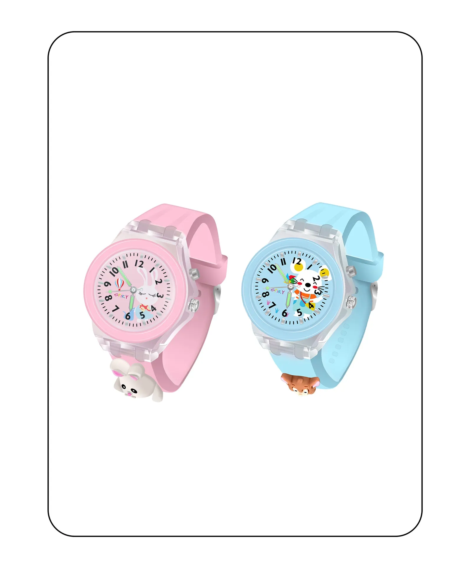 Spiky 3D Astronaut & Spaceship Cartoon Analog Light Watch Combo - Black & Blue