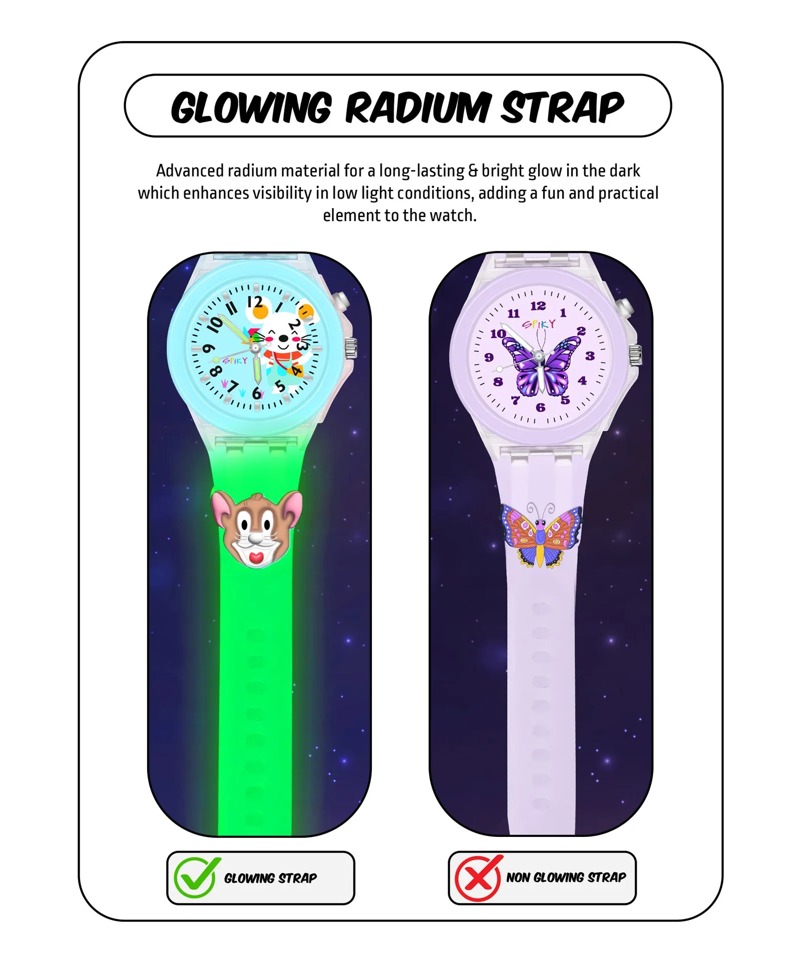 Spiky 3D Monkey & Rabbit Cartoon Analog Light Watch Combo - Pink & Blue