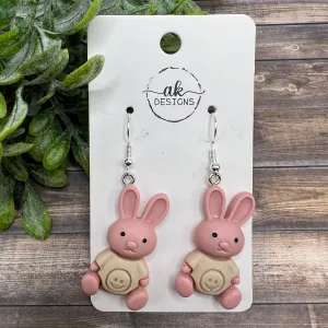 Spring Bunny Rabbit Animal Earrings Pink Hypoallergenic  Easter - Clearance - Animal